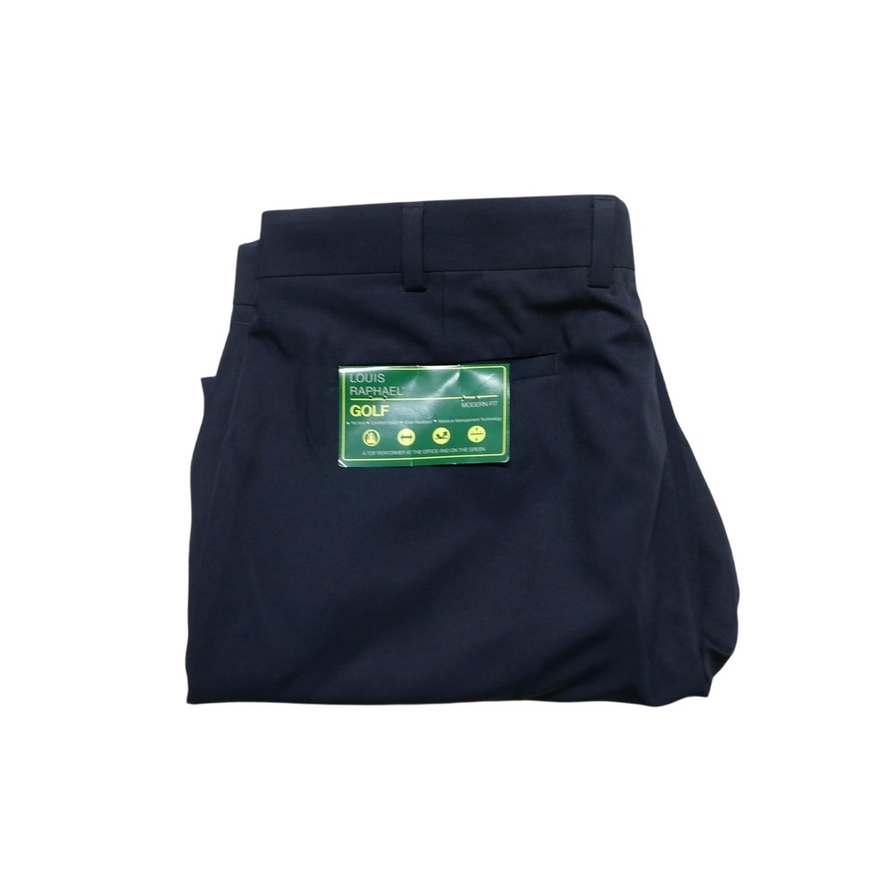 Louis Raphael Golf‎ Pants Mens 42x30 Blue Microfiber Performance Dress Slacks